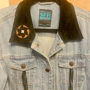 SFR SantaFe Re-Creations Southwestern Denim/Suede Jacket Art2Wear Sz XL